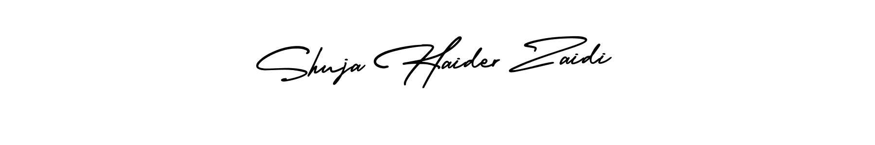 The best way (AmerikaSignatureDemo-Regular) to make a short signature is to pick only two or three words in your name. The name Shuja Haider Zaidi include a total of six letters. For converting this name. Shuja Haider Zaidi signature style 3 images and pictures png