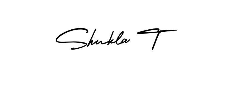 You should practise on your own different ways (AmerikaSignatureDemo-Regular) to write your name (Shukla T) in signature. don't let someone else do it for you. Shukla T signature style 3 images and pictures png