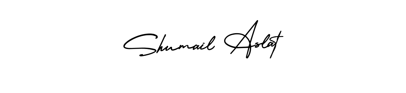 Also You can easily find your signature by using the search form. We will create Shumail Aslat name handwritten signature images for you free of cost using AmerikaSignatureDemo-Regular sign style. Shumail Aslat signature style 3 images and pictures png