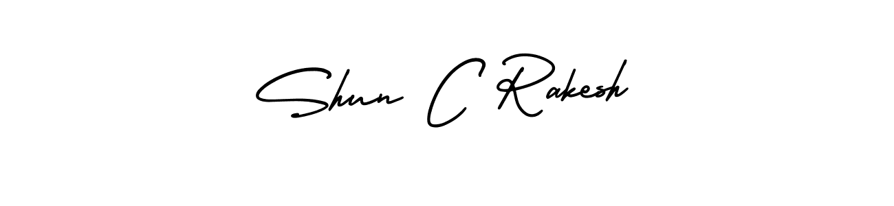 if you are searching for the best signature style for your name Shun C Rakesh. so please give up your signature search. here we have designed multiple signature styles  using AmerikaSignatureDemo-Regular. Shun C Rakesh signature style 3 images and pictures png