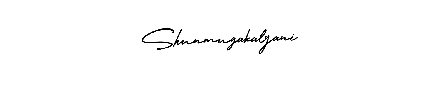 It looks lik you need a new signature style for name Shunmugakalyani. Design unique handwritten (AmerikaSignatureDemo-Regular) signature with our free signature maker in just a few clicks. Shunmugakalyani signature style 3 images and pictures png