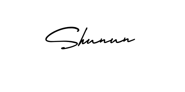 You should practise on your own different ways (AmerikaSignatureDemo-Regular) to write your name (Shunun) in signature. don't let someone else do it for you. Shunun signature style 3 images and pictures png