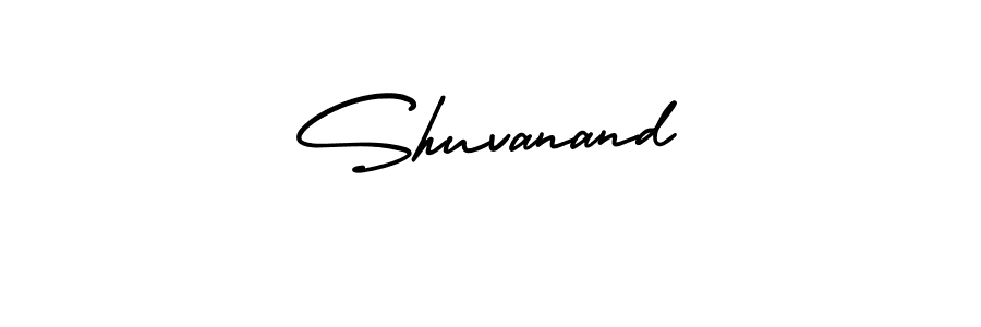 You should practise on your own different ways (AmerikaSignatureDemo-Regular) to write your name (Shuvanand) in signature. don't let someone else do it for you. Shuvanand signature style 3 images and pictures png