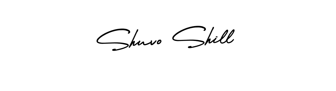 This is the best signature style for the Shuvo Shill name. Also you like these signature font (AmerikaSignatureDemo-Regular). Mix name signature. Shuvo Shill signature style 3 images and pictures png