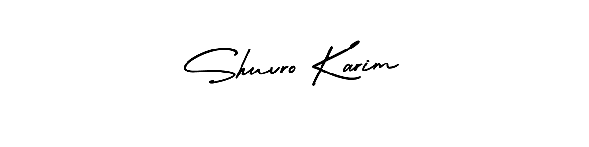 The best way (AmerikaSignatureDemo-Regular) to make a short signature is to pick only two or three words in your name. The name Shuvro Karim include a total of six letters. For converting this name. Shuvro Karim signature style 3 images and pictures png