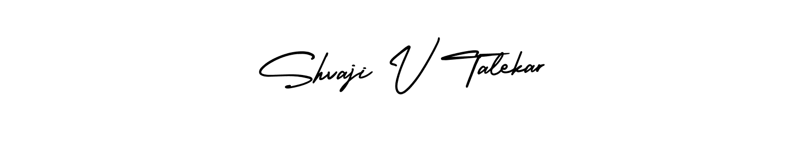 The best way (AmerikaSignatureDemo-Regular) to make a short signature is to pick only two or three words in your name. The name Shvaji V Talekar include a total of six letters. For converting this name. Shvaji V Talekar signature style 3 images and pictures png
