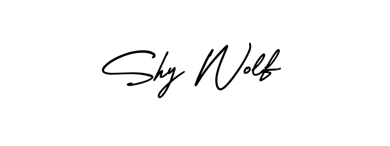 How to make Shy Wolf name signature. Use AmerikaSignatureDemo-Regular style for creating short signs online. This is the latest handwritten sign. Shy Wolf signature style 3 images and pictures png