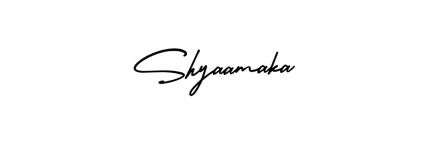 How to make Shyaamaka name signature. Use AmerikaSignatureDemo-Regular style for creating short signs online. This is the latest handwritten sign. Shyaamaka signature style 3 images and pictures png