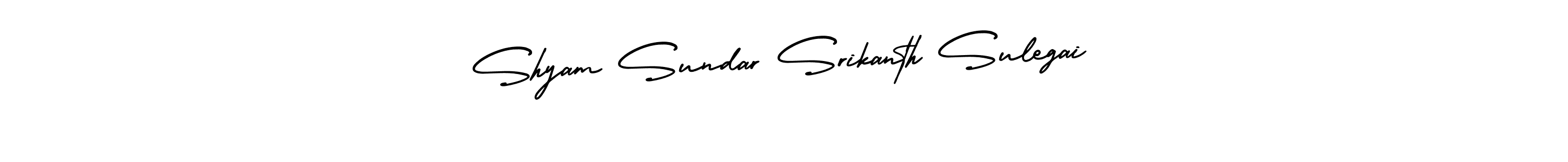 The best way (AmerikaSignatureDemo-Regular) to make a short signature is to pick only two or three words in your name. The name Shyam Sundar Srikanth Sulegai include a total of six letters. For converting this name. Shyam Sundar Srikanth Sulegai signature style 3 images and pictures png