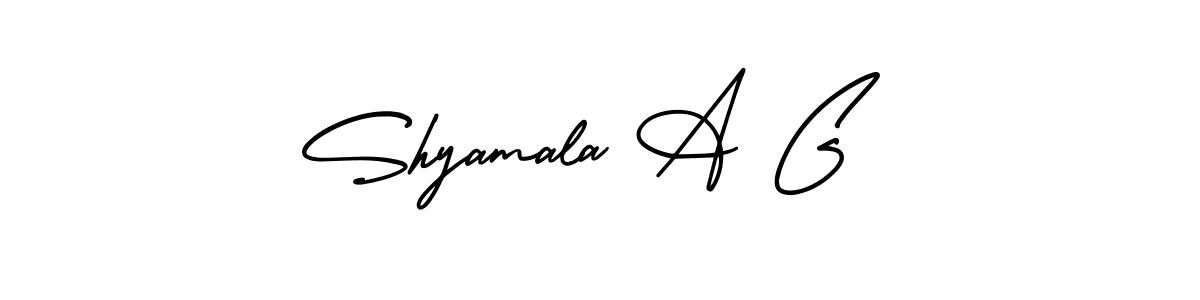 How to make Shyamala A G name signature. Use AmerikaSignatureDemo-Regular style for creating short signs online. This is the latest handwritten sign. Shyamala A G signature style 3 images and pictures png