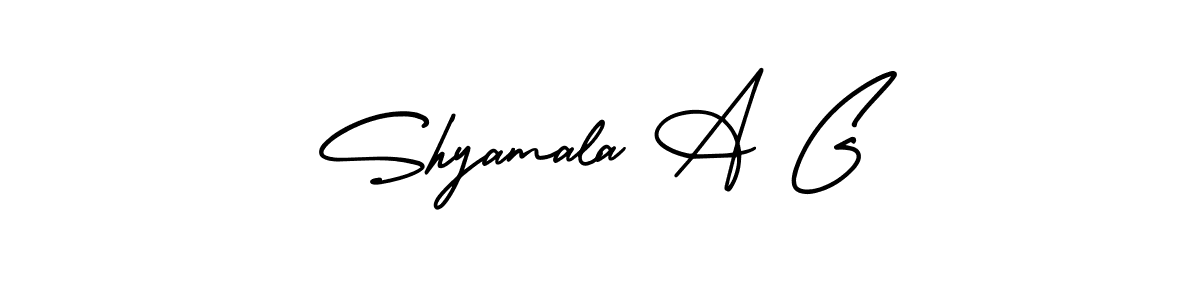 How to make Shyamala A G name signature. Use AmerikaSignatureDemo-Regular style for creating short signs online. This is the latest handwritten sign. Shyamala A G signature style 3 images and pictures png