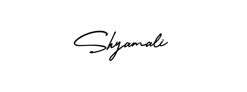 The best way (AmerikaSignatureDemo-Regular) to make a short signature is to pick only two or three words in your name. The name Shyamali include a total of six letters. For converting this name. Shyamali signature style 3 images and pictures png