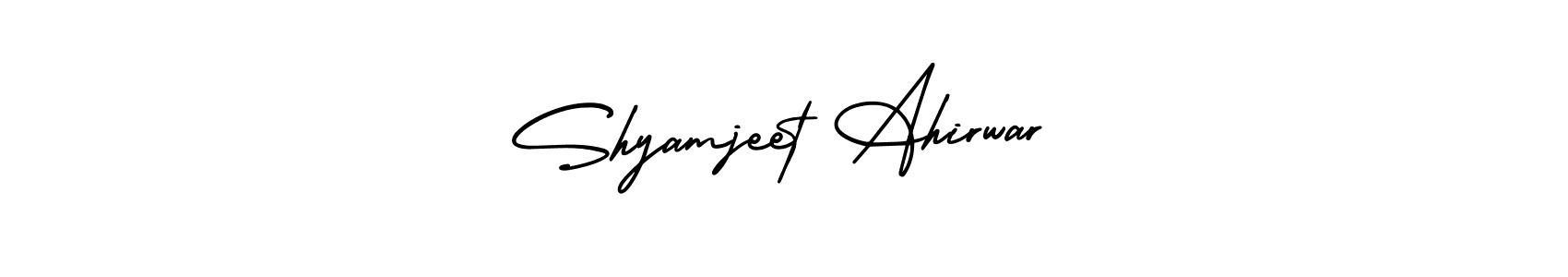 The best way (AmerikaSignatureDemo-Regular) to make a short signature is to pick only two or three words in your name. The name Shyamjeet Ahirwar include a total of six letters. For converting this name. Shyamjeet Ahirwar signature style 3 images and pictures png