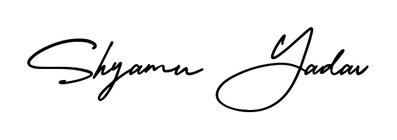 A modern signature idea for name Shyamu Yadav using AmerikaSignatureDemo-Regular font. Clean strokes and elegant curves make it stand out instantly. Shyamu Yadav signature style 3 images and pictures png