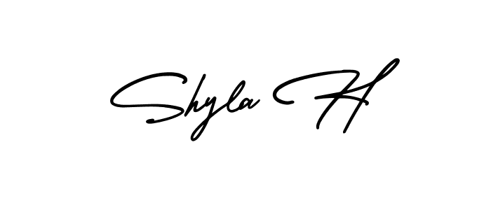 Create a beautiful signature design for name Shyla H. With this signature (AmerikaSignatureDemo-Regular) fonts, you can make a handwritten signature for free. Shyla H signature style 3 images and pictures png
