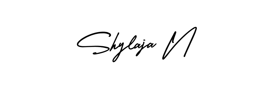 The best way (AmerikaSignatureDemo-Regular) to make a short signature is to pick only two or three words in your name. The name Shylaja N include a total of six letters. For converting this name. Shylaja N signature style 3 images and pictures png