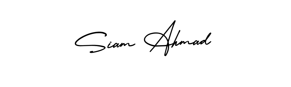 You should practise on your own different ways (AmerikaSignatureDemo-Regular) to write your name (Siam Ahmad) in signature. don't let someone else do it for you. Siam Ahmad signature style 3 images and pictures png