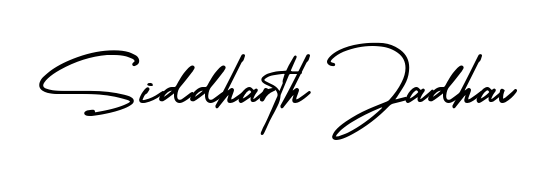 Try this chic Siddharth Jadhav handwritten sign style. Using AmerikaSignatureDemo-Regular font elements, it gives your name a sleek, memorable identity. Siddharth Jadhav signature style 3 images and pictures png