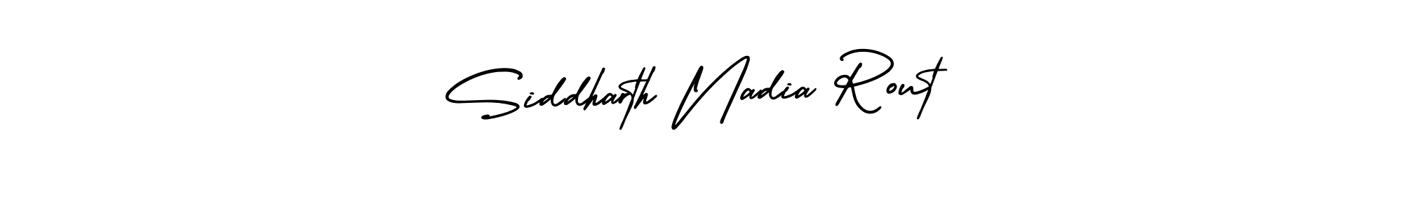 The best way (AmerikaSignatureDemo-Regular) to make a short signature is to pick only two or three words in your name. The name Siddharth Nadia Rout include a total of six letters. For converting this name. Siddharth Nadia Rout signature style 3 images and pictures png