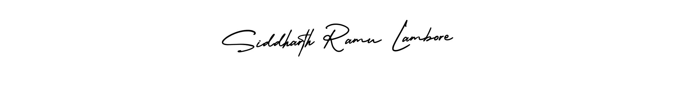 You should practise on your own different ways (AmerikaSignatureDemo-Regular) to write your name (Siddharth Ramu Lambore) in signature. don't let someone else do it for you. Siddharth Ramu Lambore signature style 3 images and pictures png