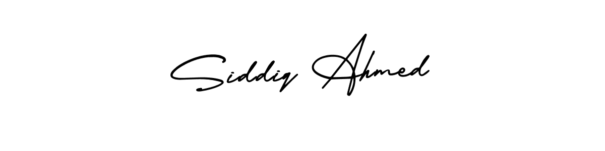 How to make Siddiq Ahmed name signature. Use AmerikaSignatureDemo-Regular style for creating short signs online. This is the latest handwritten sign. Siddiq Ahmed signature style 3 images and pictures png