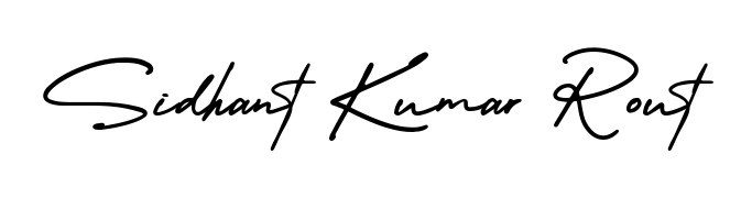 A sleek calligraphic signature for name Sidhant Kumar Rout utilizing AmerikaSignatureDemo-Regular styling. Great for adding personal signatures to photos and art. Sidhant Kumar Rout signature style 3 images and pictures png