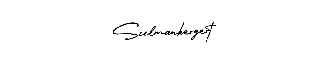 You should practise on your own different ways (AmerikaSignatureDemo-Regular) to write your name (Siilmanhergert) in signature. don't let someone else do it for you. Siilmanhergert signature style 3 images and pictures png