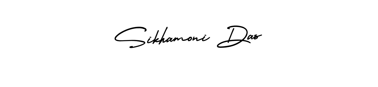 The best way (AmerikaSignatureDemo-Regular) to make a short signature is to pick only two or three words in your name. The name Sikhamoni Das include a total of six letters. For converting this name. Sikhamoni Das signature style 3 images and pictures png