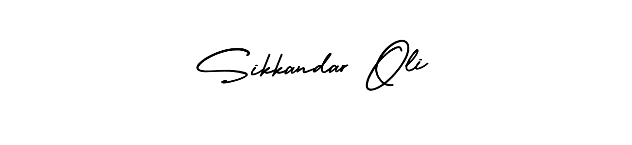 You should practise on your own different ways (AmerikaSignatureDemo-Regular) to write your name (Sikkandar Oli) in signature. don't let someone else do it for you. Sikkandar Oli signature style 3 images and pictures png