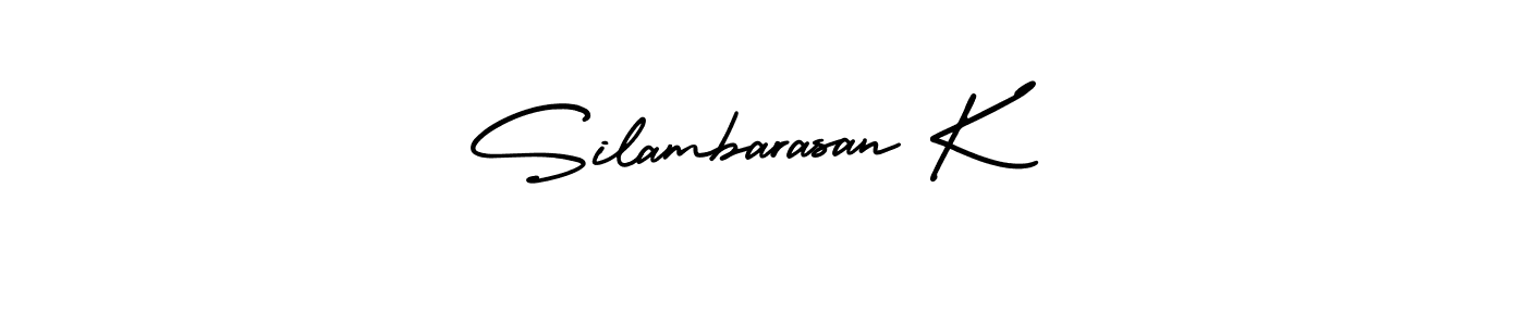 How to make Silambarasan K name signature. Use AmerikaSignatureDemo-Regular style for creating short signs online. This is the latest handwritten sign. Silambarasan K signature style 3 images and pictures png