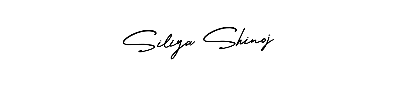 You should practise on your own different ways (AmerikaSignatureDemo-Regular) to write your name (Siliya Shinoj) in signature. don't let someone else do it for you. Siliya Shinoj signature style 3 images and pictures png