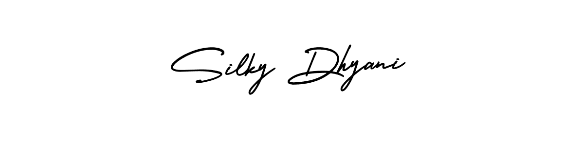 How to Draw Silky Dhyani signature style? AmerikaSignatureDemo-Regular is a latest design signature styles for name Silky Dhyani. Silky Dhyani signature style 3 images and pictures png