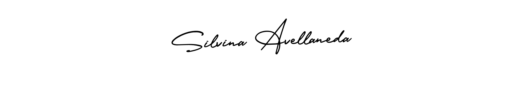 The best way (AmerikaSignatureDemo-Regular) to make a short signature is to pick only two or three words in your name. The name Silvina Avellaneda include a total of six letters. For converting this name. Silvina Avellaneda signature style 3 images and pictures png