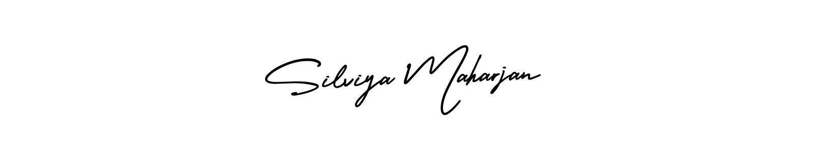 This is the best signature style for the Silviya Maharjan name. Also you like these signature font (AmerikaSignatureDemo-Regular). Mix name signature. Silviya Maharjan signature style 3 images and pictures png