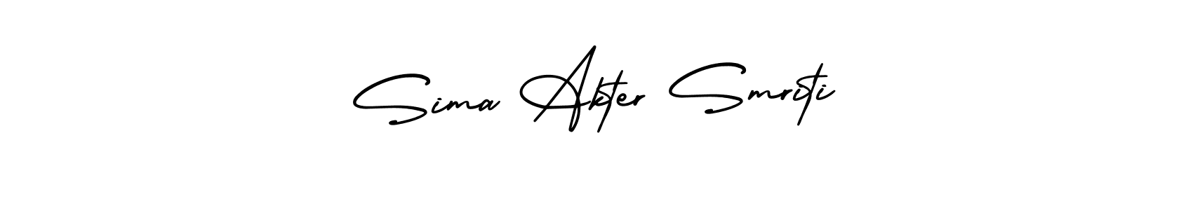 This is the best signature style for the Sima Akter Smriti name. Also you like these signature font (AmerikaSignatureDemo-Regular). Mix name signature. Sima Akter Smriti signature style 3 images and pictures png