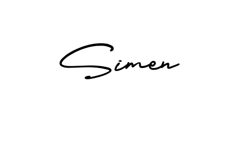 How to make Simen name signature. Use AmerikaSignatureDemo-Regular style for creating short signs online. This is the latest handwritten sign. Simen signature style 3 images and pictures png