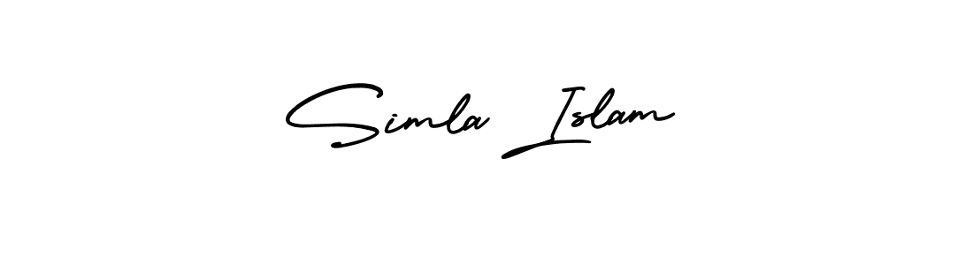 How to make Simla Islam name signature. Use AmerikaSignatureDemo-Regular style for creating short signs online. This is the latest handwritten sign. Simla Islam signature style 3 images and pictures png