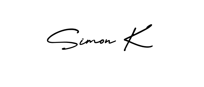 The best way (AmerikaSignatureDemo-Regular) to make a short signature is to pick only two or three words in your name. The name Simon K include a total of six letters. For converting this name. Simon K signature style 3 images and pictures png