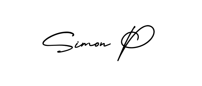 Simon P stylish signature style. Best Handwritten Sign (AmerikaSignatureDemo-Regular) for my name. Handwritten Signature Collection Ideas for my name Simon P. Simon P signature style 3 images and pictures png