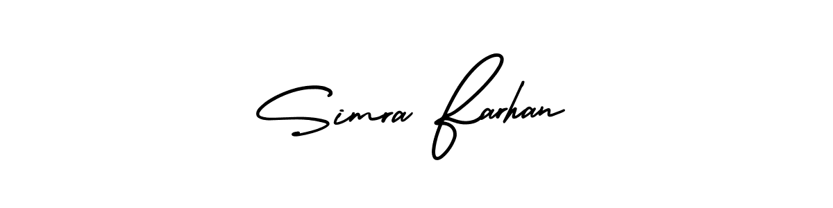 This is the best signature style for the Simra Farhan name. Also you like these signature font (AmerikaSignatureDemo-Regular). Mix name signature. Simra Farhan signature style 3 images and pictures png