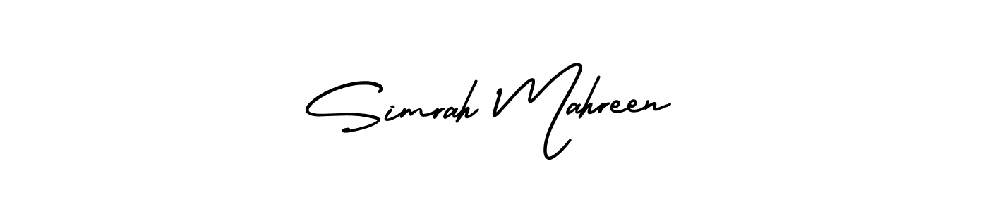 This is the best signature style for the Simrah Mahreen name. Also you like these signature font (AmerikaSignatureDemo-Regular). Mix name signature. Simrah Mahreen signature style 3 images and pictures png