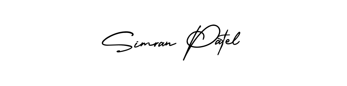 The best way (AmerikaSignatureDemo-Regular) to make a short signature is to pick only two or three words in your name. The name Simran Patel include a total of six letters. For converting this name. Simran Patel signature style 3 images and pictures png