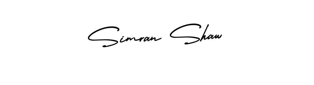 Simran Shaw stylish signature style. Best Handwritten Sign (AmerikaSignatureDemo-Regular) for my name. Handwritten Signature Collection Ideas for my name Simran Shaw. Simran Shaw signature style 3 images and pictures png