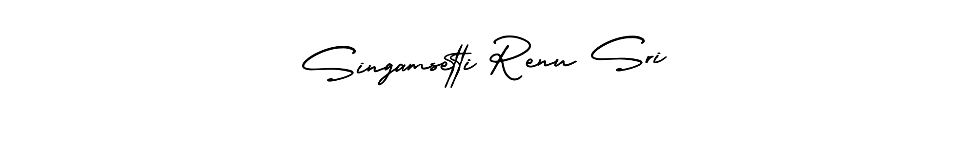 How to make Singamsetti Renu Sri name signature. Use AmerikaSignatureDemo-Regular style for creating short signs online. This is the latest handwritten sign. Singamsetti Renu Sri signature style 3 images and pictures png