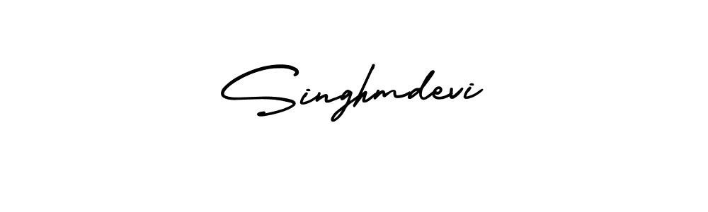The best way (AmerikaSignatureDemo-Regular) to make a short signature is to pick only two or three words in your name. The name Singhmdevi include a total of six letters. For converting this name. Singhmdevi signature style 3 images and pictures png