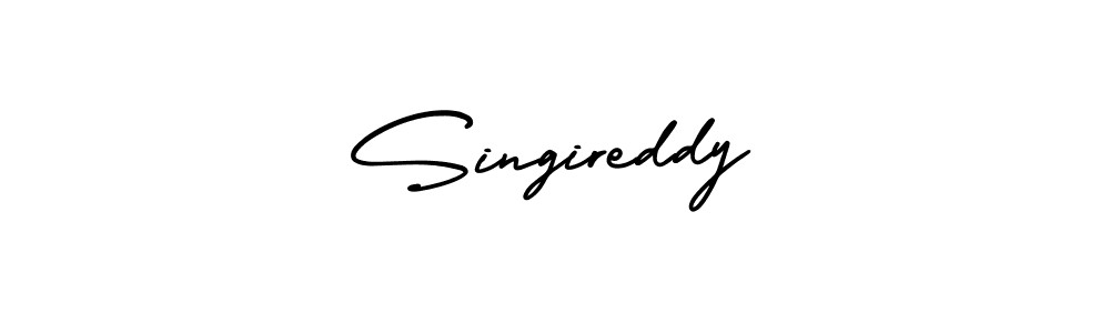 You should practise on your own different ways (AmerikaSignatureDemo-Regular) to write your name (Singireddy) in signature. don't let someone else do it for you. Singireddy signature style 3 images and pictures png