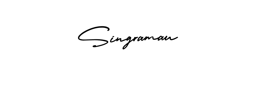 The best way (AmerikaSignatureDemo-Regular) to make a short signature is to pick only two or three words in your name. The name Singramau include a total of six letters. For converting this name. Singramau signature style 3 images and pictures png