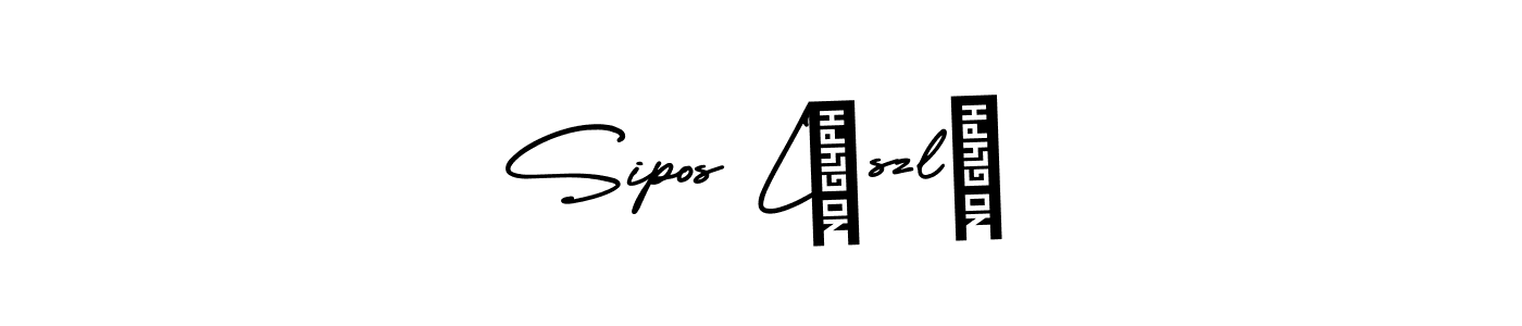 You should practise on your own different ways (AmerikaSignatureDemo-Regular) to write your name (Sipos László) in signature. don't let someone else do it for you. Sipos László signature style 3 images and pictures png