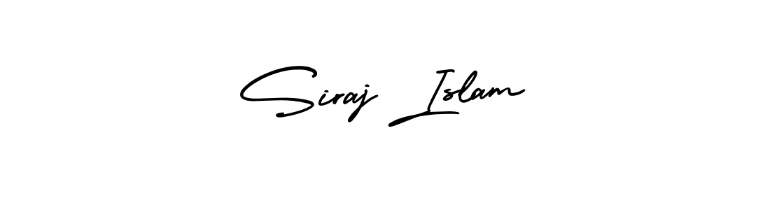 The best way (AmerikaSignatureDemo-Regular) to make a short signature is to pick only two or three words in your name. The name Siraj Islam include a total of six letters. For converting this name. Siraj Islam signature style 3 images and pictures png