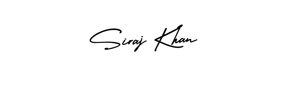The best way (AmerikaSignatureDemo-Regular) to make a short signature is to pick only two or three words in your name. The name Siraj Khan include a total of six letters. For converting this name. Siraj Khan signature style 3 images and pictures png